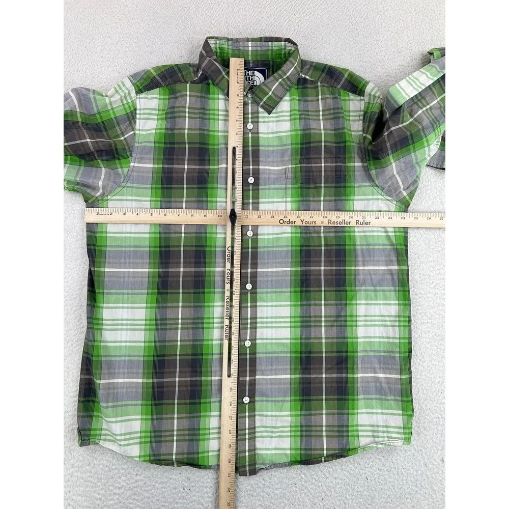The North Face Shirt Men's XL Green Plaid Button Up Long Sleeve Casual Outdoor